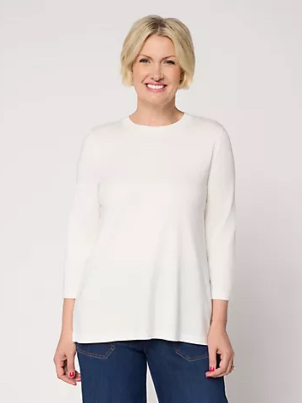 LOGO by Lori Goldstein Stitch Detail 3/4-Slv Top sunfade wash, Sz a720538 -